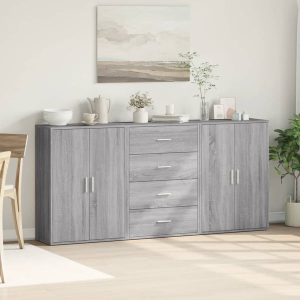 vidaXL Skjenker 3 stk grå sonoma 60x31x84 cm konstruert tre