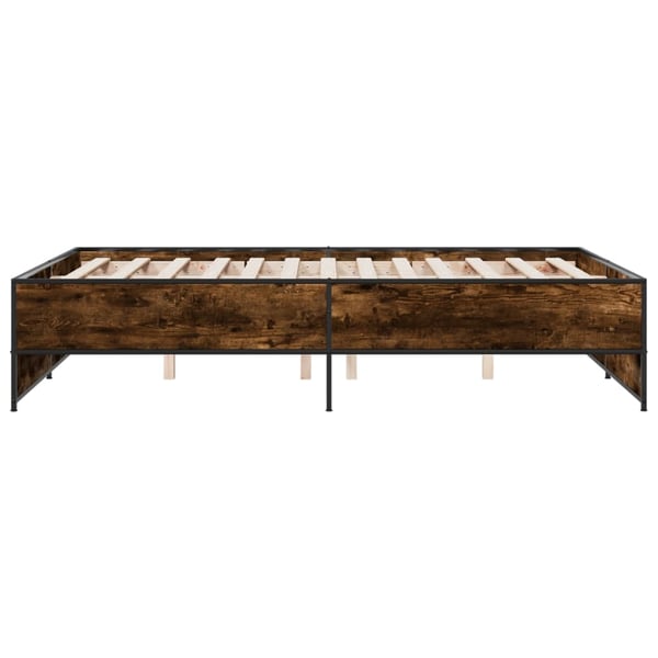 vidaXL Sengeramme røkt eik 135x190 cm konstruert tre og metall
