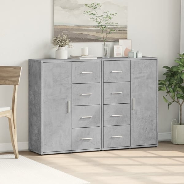 vidaXL Skjenker 2 stk betonggrå 60x31x84 cm konstruert tre