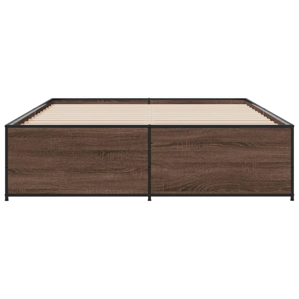 vidaXL Sengeramme brun eik 140x200 cm konstruert tre og metall