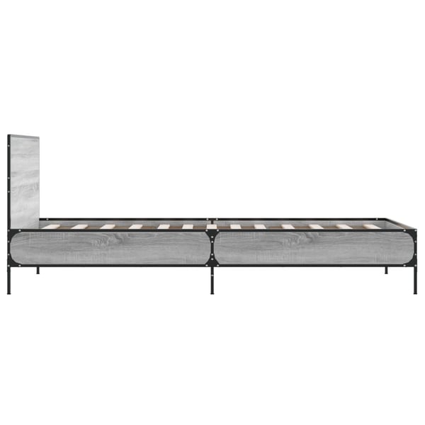 vidaXL Sengeramme grå sonoma 100x200 cm konstruert tre og metall