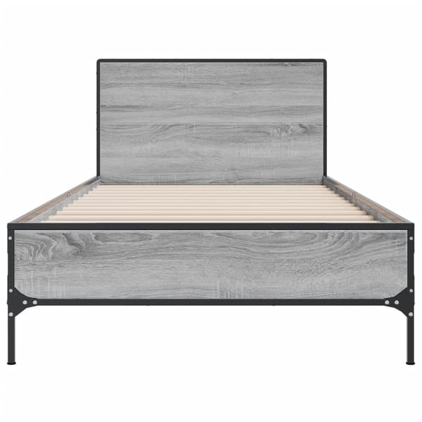 vidaXL Sengeramme grå sonoma 100x200 cm konstruert tre og metall