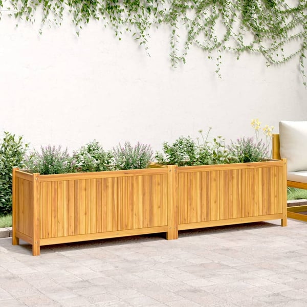 vidaXL Plantekasse med foring 199x38,5x50 cm helte akasie