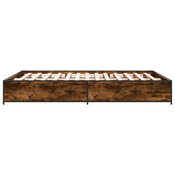 vidaXL Sengeramme røkt eik 135x190 cm konstruert tre og metall
