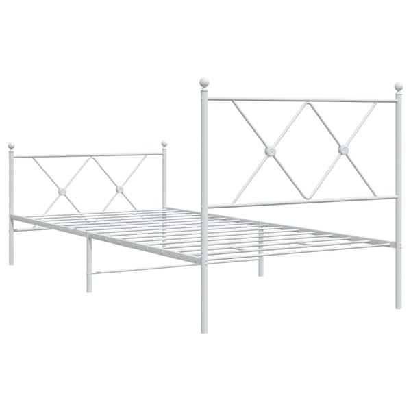 vidaXL Metallinen sängynrunko päädyillä valkoinen 90x200 cm