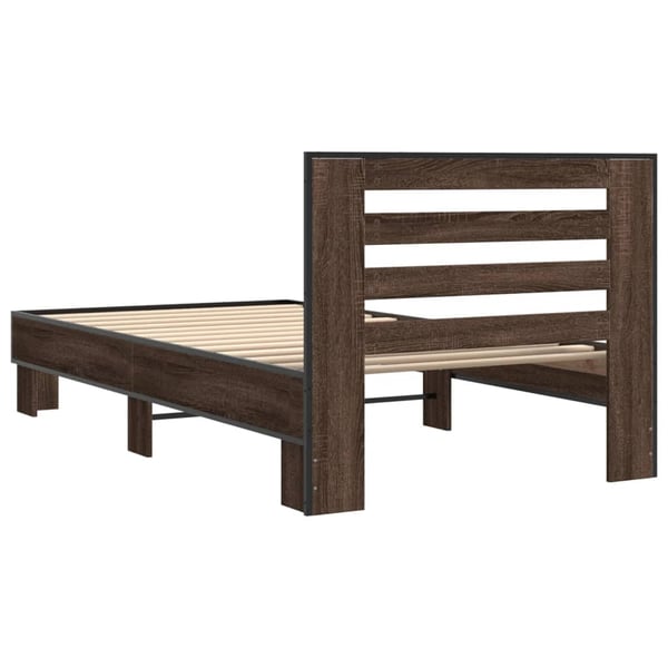 vidaXL sengeramme 100x200 cm konstrueret træ og metal brunt egetræ