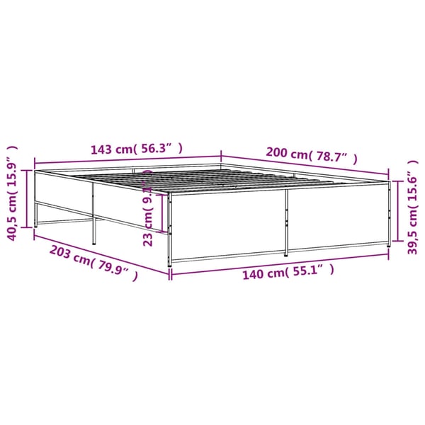 vidaXL Sengeramme svart 140x200 cm konstruert tre og metall