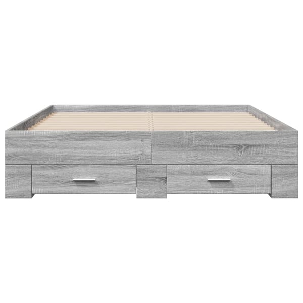vidaXL Sengeramme med skuffer grå sonoma 135x190 cm konstruert tre