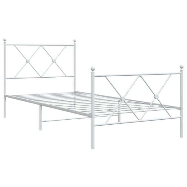 vidaXL sengeramme med sengegavl og fodgærde 90x190 cm metal hvid