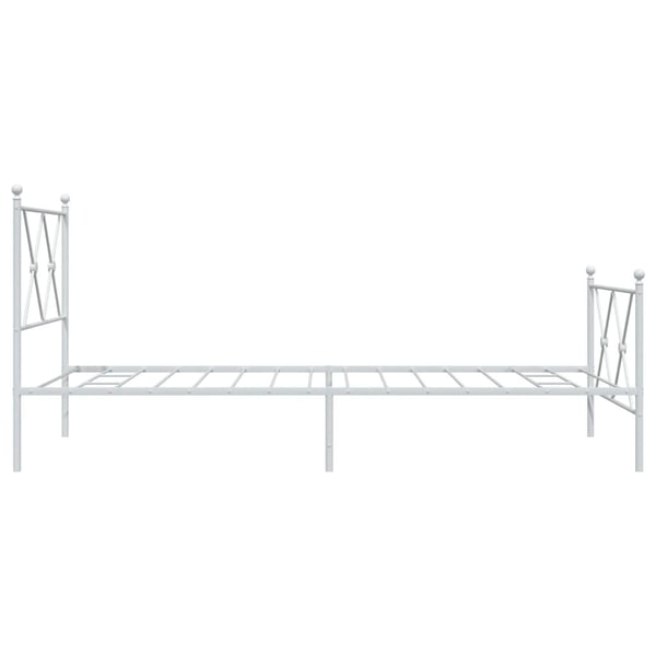 vidaXL Sengeramme i metall med hode- og fotgavl hvit 90x190 cm
