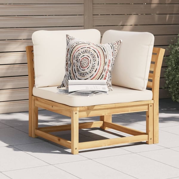 vidaXL hjørnemodul til sofa 73x73x65 cm med hynder massivt akacietræ