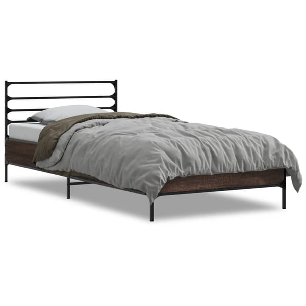 vidaXL Sengeramme brun eik 90x190 cm konstruert tre og metall