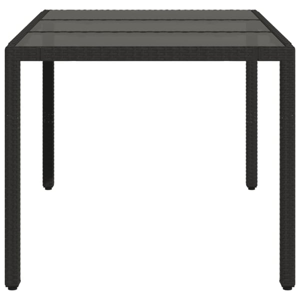 vidaXL Puutarhapöytä lasipöytälevy musta 150x90x75 cm polyrottinki