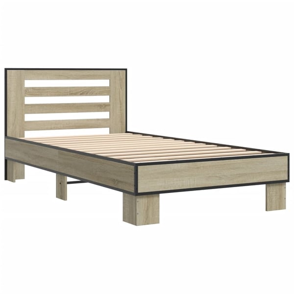 vidaXL Sengeramme sonoma eik 75x190 cm konstruert tre og metall