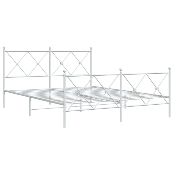 vidaXL Sengeramme i metall med hode- og fotgavl hvit 150x200 cm