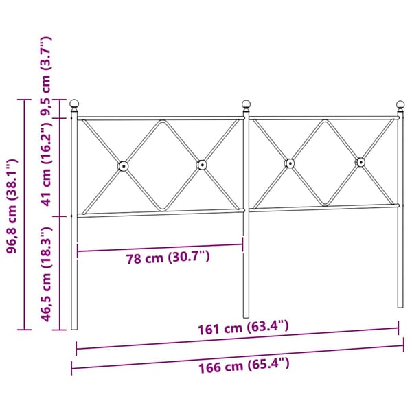 vidaXL Utskiftbar sengegavl i metall hvit 160 cm