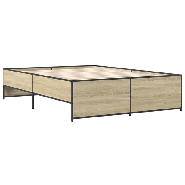 vidaXL Sengeramme sonoma eik 135x190 cm konstruert tre og metall
