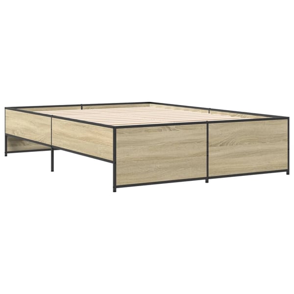 vidaXL Sengeramme sonoma eik 135x190 cm konstruert tre og metall