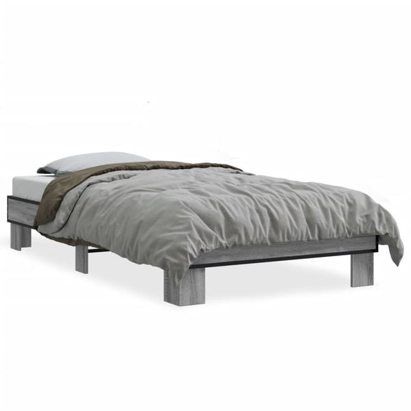 vidaXL Sengeramme grå sonoma 100x200 cm konstruert tre og metall