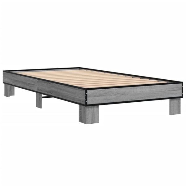 vidaXL Sengeramme grå sonoma 100x200 cm konstruert tre og metall