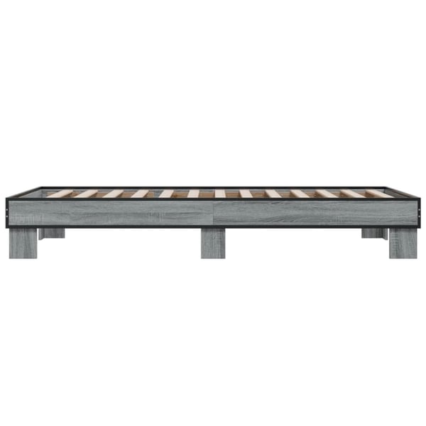 vidaXL Sengeramme grå sonoma 100x200 cm konstruert tre og metall