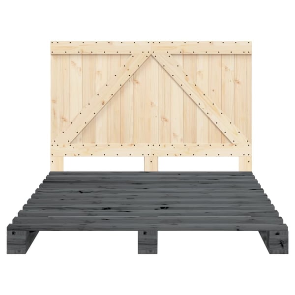 vidaXL Sengeramme med hodegavl grå 140x200 cm heltre furu
