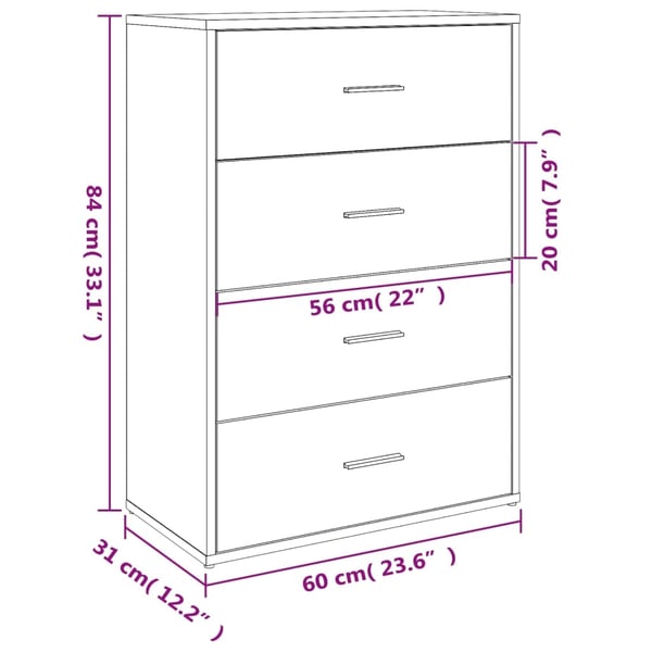vidaXL skab 60x31x84 cm konstrueret træ hvid