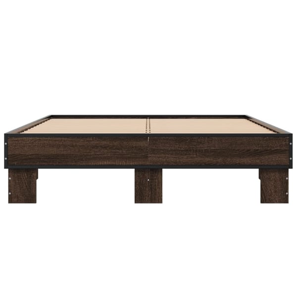 vidaXL Sengeramme brun eik 140x190 cm konstruert tre og metall