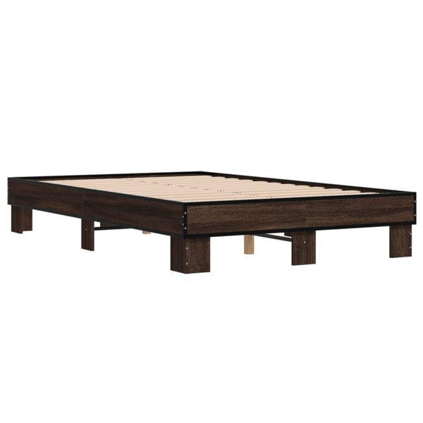 vidaXL Sengeramme brun eik 140x190 cm konstruert tre og metall
