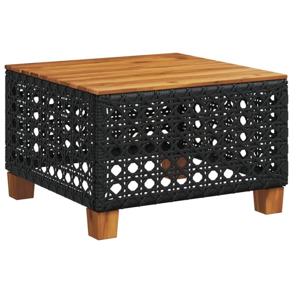 vidaXL havebord 55x55x36 cm polyrattan og akacietræ sort
