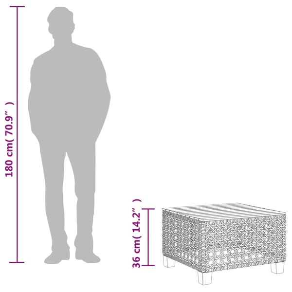 vidaXL havebord 55x55x36 cm polyrattan og akacietræ sort