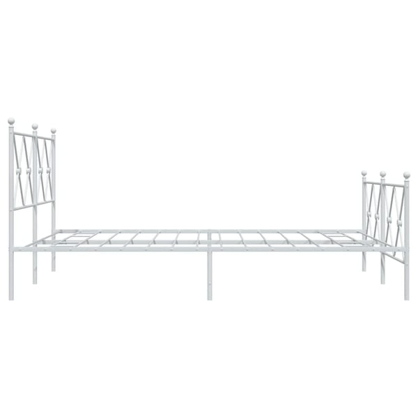 vidaXL Sengeramme i metall med hode- og fotgavl hvit 137x190 cm