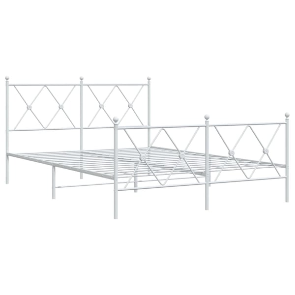 vidaXL Sengeramme i metall med hode- og fotgavl hvit 137x190 cm