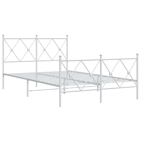 vidaXL sengeramme med sengegavl og fodgærde 120x200 cm metal hvid