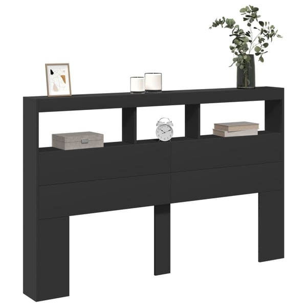 vidaXL Hodegavl skap med LED svart 160x17x102 cm