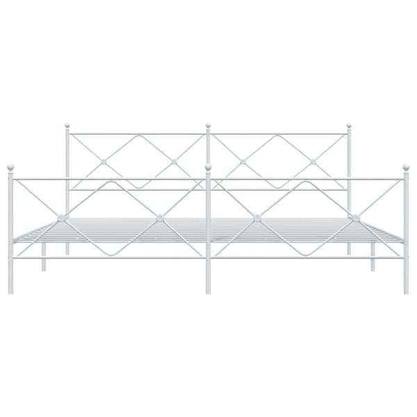 vidaXL Sengeramme i metall med hode- og fotgavl hvit 200x200 cm
