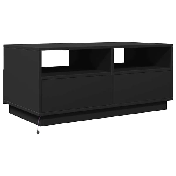 vidaXL sofabord med LED-lys 90x49x40 cm sort