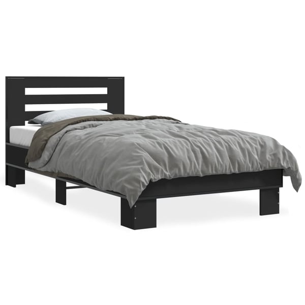 vidaXL sengeramme 100x200 cm konstrueret træ og metal sort