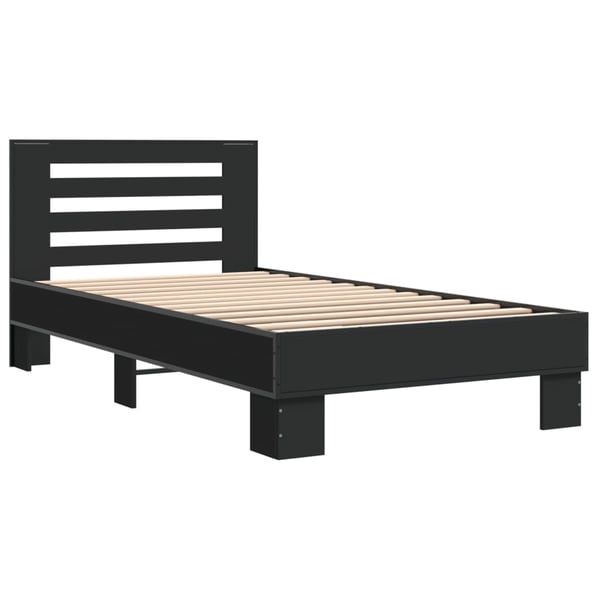 vidaXL sengeramme 100x200 cm konstrueret træ og metal sort