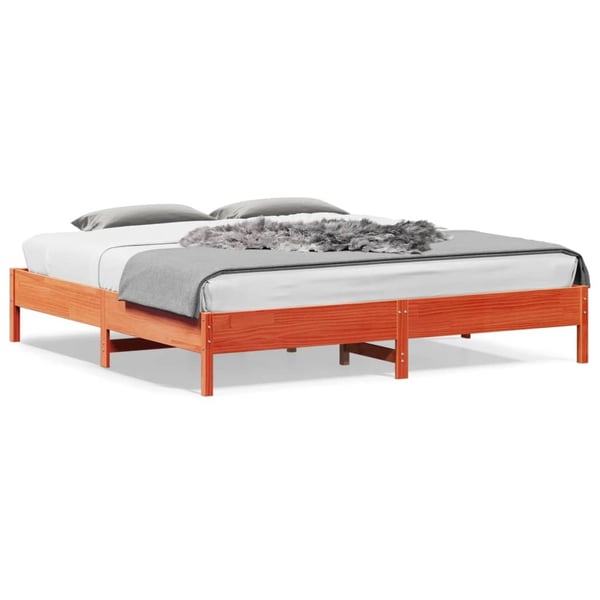 vidaXL Sengeramme uten madrass voksbrun 200x200 cm heltre furu