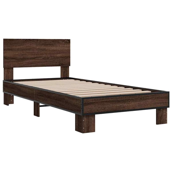 vidaXL Sengeramme brun eik 90x200 cm konstruert tre og metall