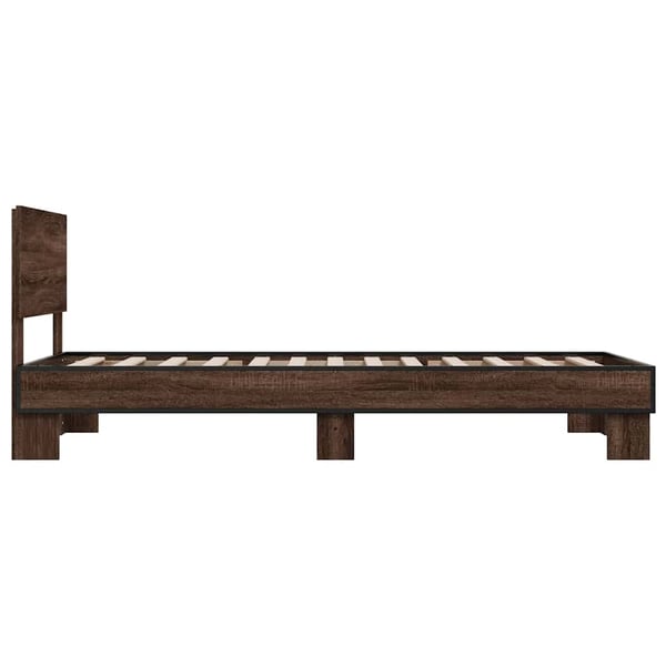 vidaXL Sengeramme brun eik 90x200 cm konstruert tre og metall