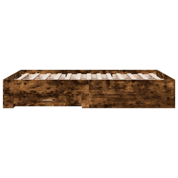 vidaXL Sengeramme med skuffer røkt eik 120x190 cm konstruert tre