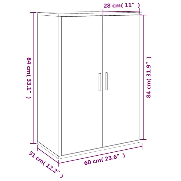 vidaXL Skjenk hvit 60x31x84 cm konstruert tre
