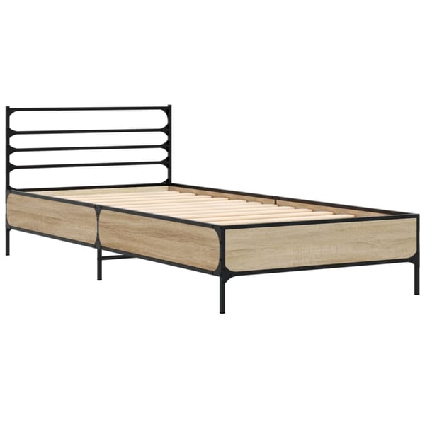 vidaXL Sengeramme sonoma eik 90x200 cm konstruert tre og metall