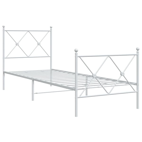 vidaXL Sengeramme i metall med hode- og fotgavl hvit 80x200 cm