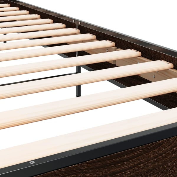 vidaXL Sengeramme brun eik 100x200 cm konstruert tre og metall