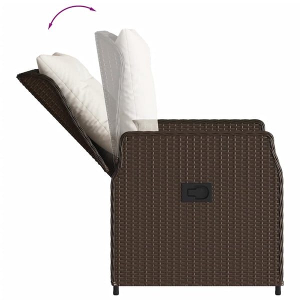 vidaXL havestole 2 stk. med lænefunktion polyrattan brun