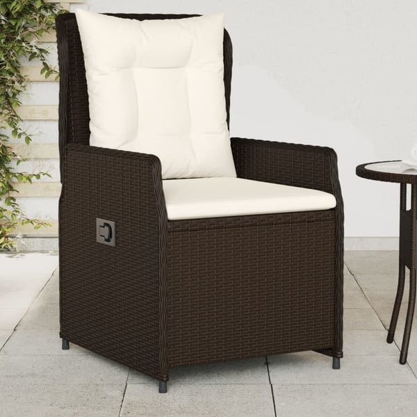 vidaXL havestole 2 stk. med lænefunktion polyrattan brun