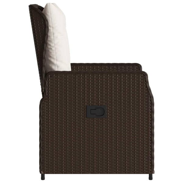 vidaXL havestole 2 stk. med lænefunktion polyrattan brun